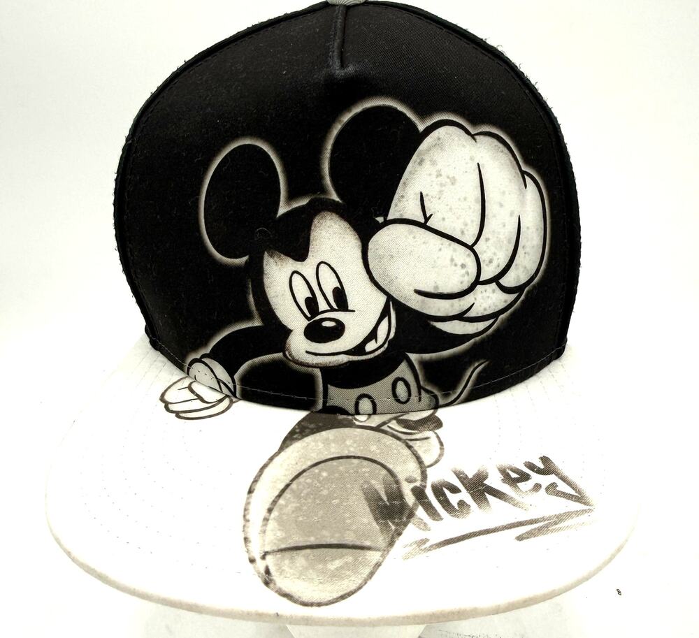 Disney Mickey Mouse Black & White Adult Flatbill Snapback Hat